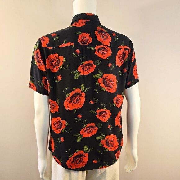 Cactus Man Ricky Singh Shirt Black Floral Button Up Hawaiian Mens Size Small - Picture 3 of 9